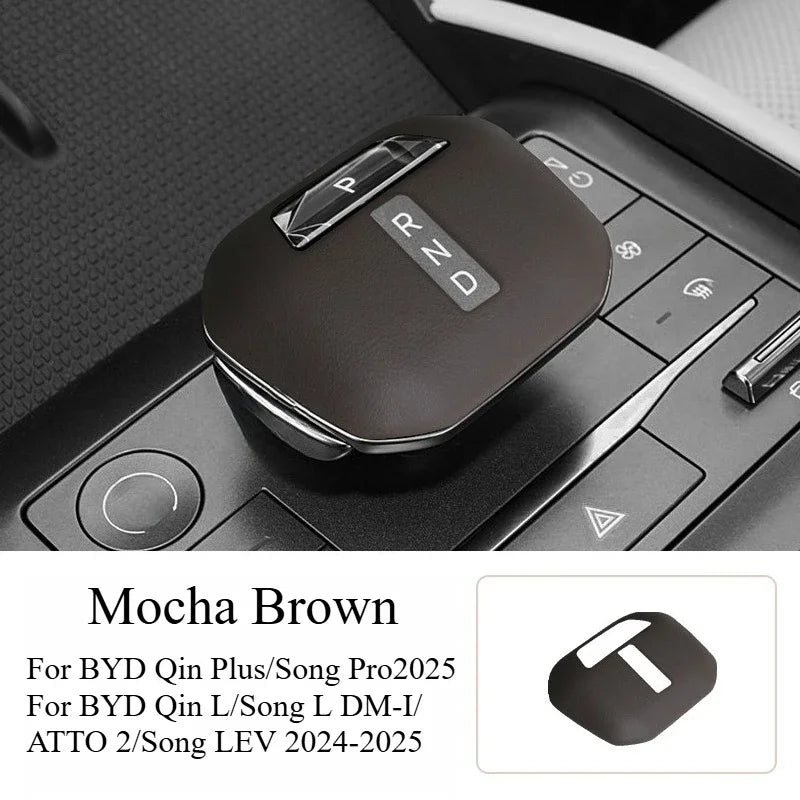 For BYD Song L/Qin Plus/ATTO 2 Original Car Leather Gear Cover Gear Handle Cover Central Control Lever Protective Accessories