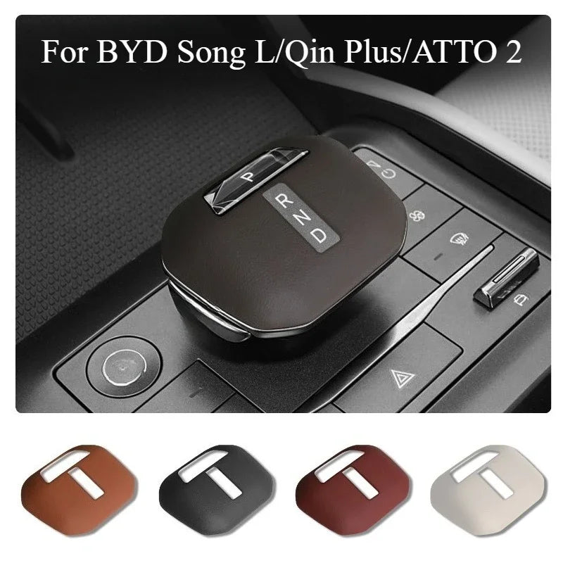 For BYD Song L/Qin Plus/ATTO 2 Original Car Leather Gear Cover Gear Handle Cover Central Control Lever Protective Accessories