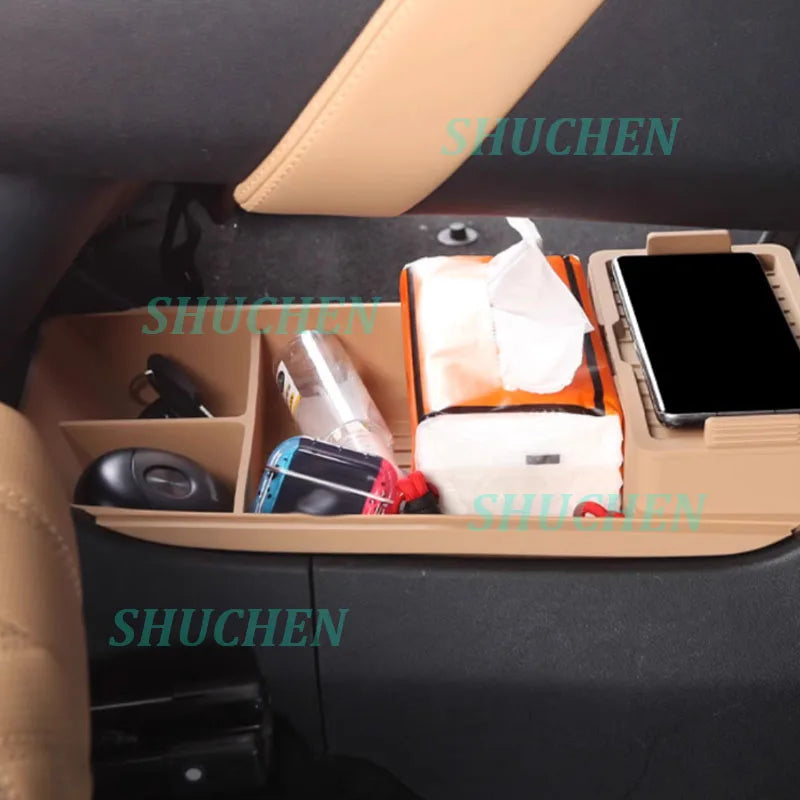 Car Under Central Console Storage Box for BYD Song L DMI 2024-2025 Silicone Flip Cover Storage Box Interior Accessories