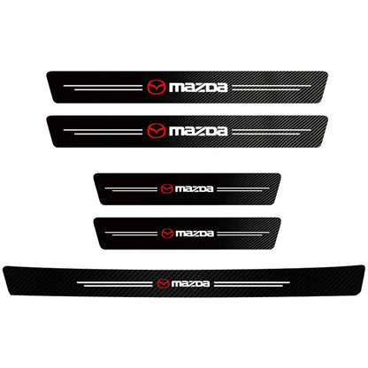 Carbon fiber protective stickers for car door sill side anti step bumpers For Mazda 3 6 CX5 2 CX3 CX9 MX5 RX8 Axela Demio Atenza