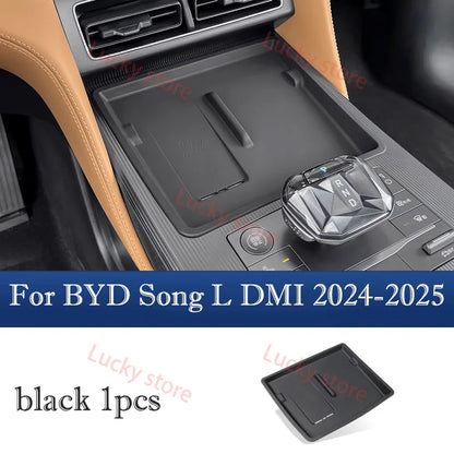 For 2024-2025 BYD Song L DM-i Car Center Console Wireless Charging Silicone Mat Anti-Slip Dust-Proof Pad Interior Accessories
