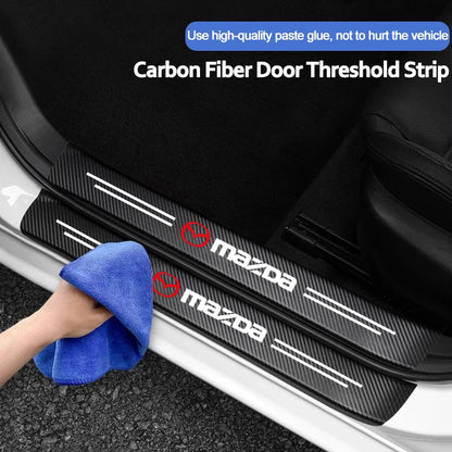 Carbon fiber protective stickers for car door sill side anti step bumpers For Mazda 3 6 CX5 2 CX3 CX9 MX5 RX8 Axela Demio Atenza