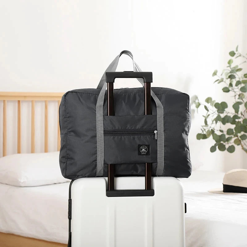 Solid Color Waterproof Folding Travel Bag Lightweight Large Capacity Luggage Bag