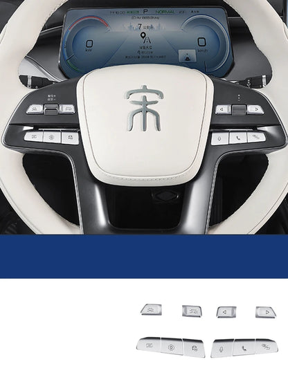 For BYD Song L 2023 2024 Car Styling Door Switch Button Stickers Tailgate Interior Steering Wheel Metal Modification Accessories