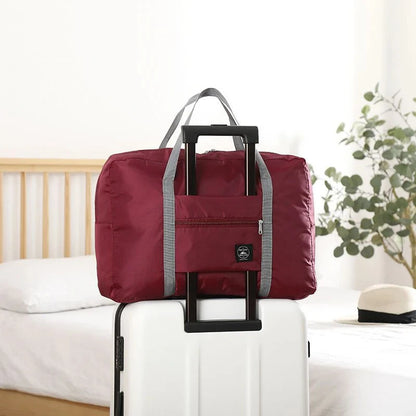 Solid Color Waterproof Folding Travel Bag Lightweight Large Capacity Luggage Bag