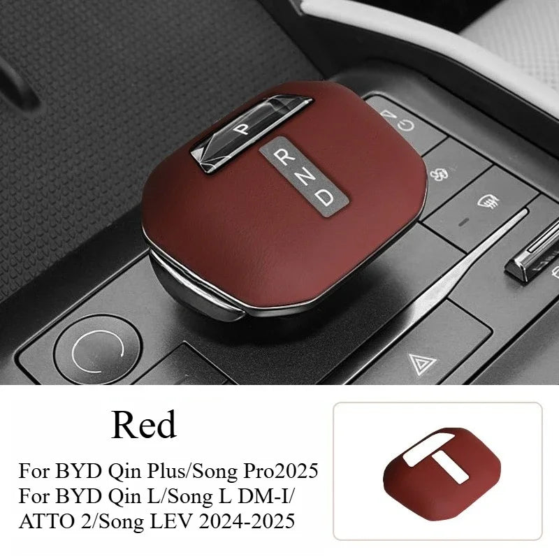 For BYD Song L/Qin Plus/ATTO 2 Original Car Leather Gear Cover Gear Handle Cover Central Control Lever Protective Accessories