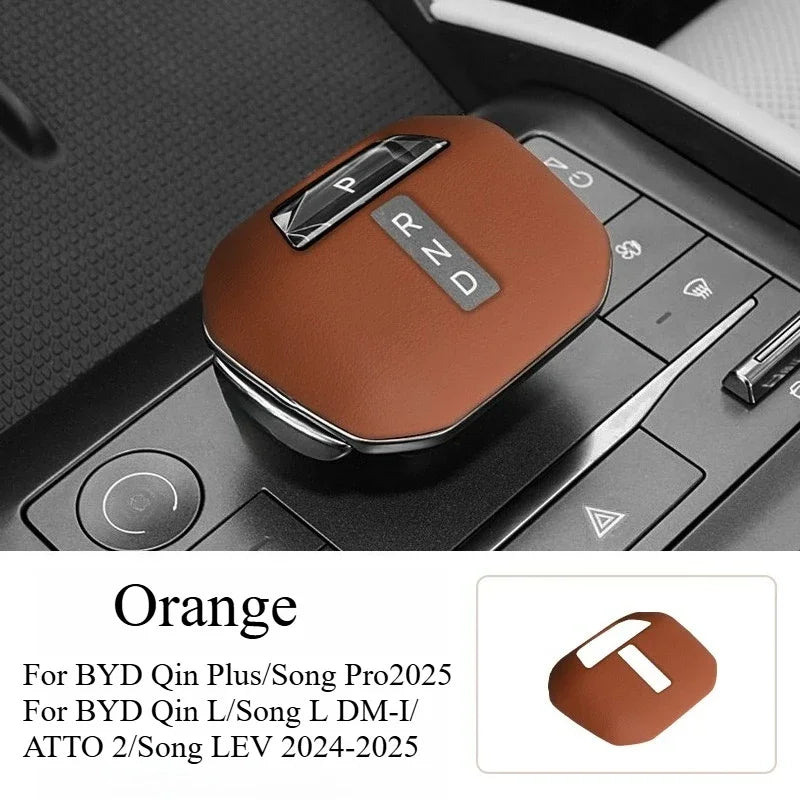 For BYD Song L/Qin Plus/ATTO 2 Original Car Leather Gear Cover Gear Handle Cover Central Control Lever Protective Accessories