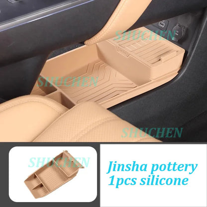 Car Under Central Console Storage Box for BYD Song L DMI 2024-2025 Silicone Flip Cover Storage Box Interior Accessories