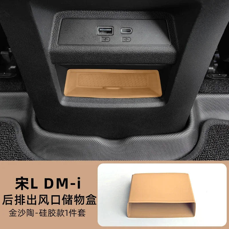 For BYD Song L DM-i 24-25 Central Control Armrest Box Rear Row Air Outlet Silicone Storage Box Car Interior Modified Accessories