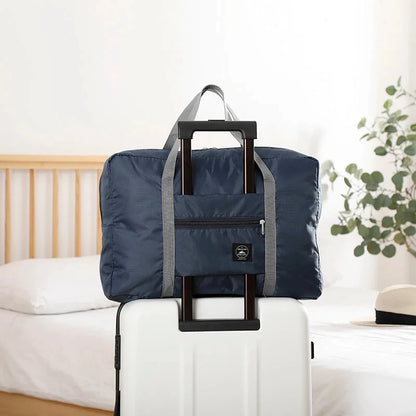 Solid Color Waterproof Folding Travel Bag Lightweight Large Capacity Luggage Bag