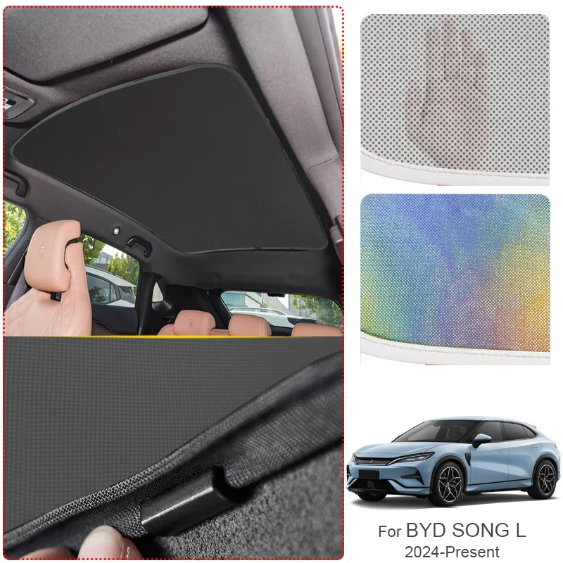 Car Sunroof Sunshade Cover For BYD SONG L 2024-Present Colorful Ice Nano Heat Insulation Skylight Anti-UV Auto Accessories
