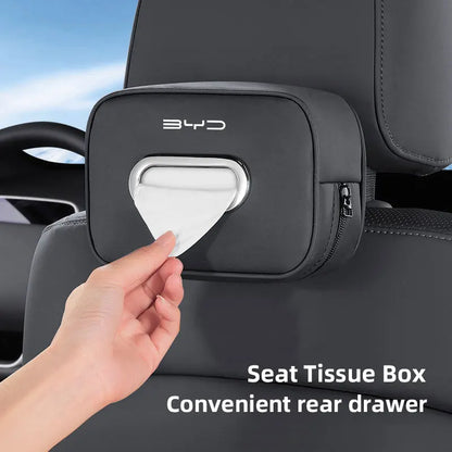 High-capacity Car Interior Tissue Box Kleenex Storage Bag Accessories For BYD Tang E6 F3 Atto3 Yuan Plus Song Max F0 G3 I3 Ea1