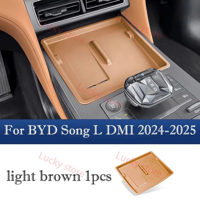 For 2024-2025 BYD Song L DM-i Car Center Console Wireless Charging Silicone Mat Anti-Slip Dust-Proof Pad Interior Accessories