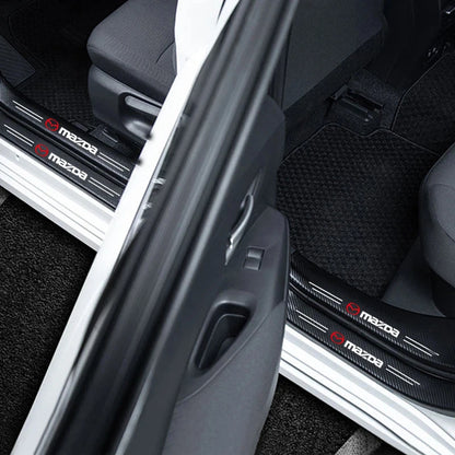 Carbon fiber protective stickers for car door sill side anti step bumpers For Mazda 3 6 CX5 2 CX3 CX9 MX5 RX8 Axela Demio Atenza