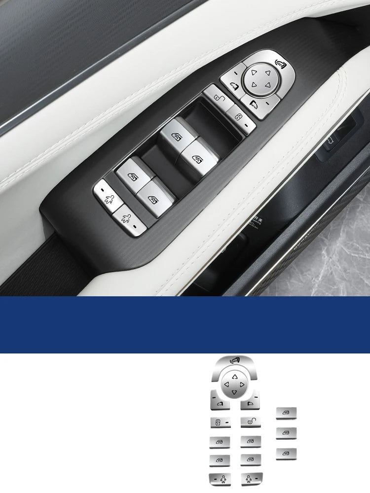 For BYD Song L 2023 2024 Car Styling Door Switch Button Stickers Tailgate Interior Steering Wheel Metal Modification Accessories