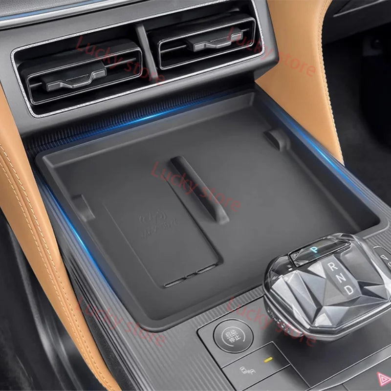 For 2024-2025 BYD Song L DM-i Car Center Console Wireless Charging Silicone Mat Anti-Slip Dust-Proof Pad Interior Accessories