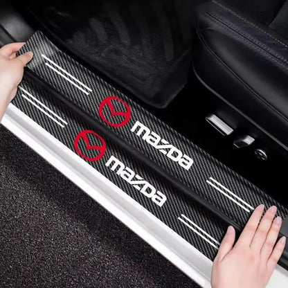 Carbon fiber protective stickers for car door sill side anti step bumpers For Mazda 3 6 CX5 2 CX3 CX9 MX5 RX8 Axela Demio Atenza