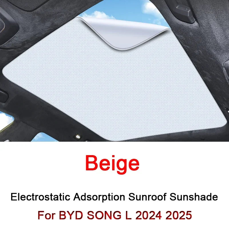 Car Electrostatic Adsorption Sunroof Sunshade Covers For BYD SONG L 2024 2025 Heat Insulation Skylight Sticker Auto Accessory