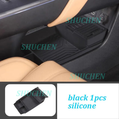 Car Under Central Console Storage Box for BYD Song L DMI 2024-2025 Silicone Flip Cover Storage Box Interior Accessories