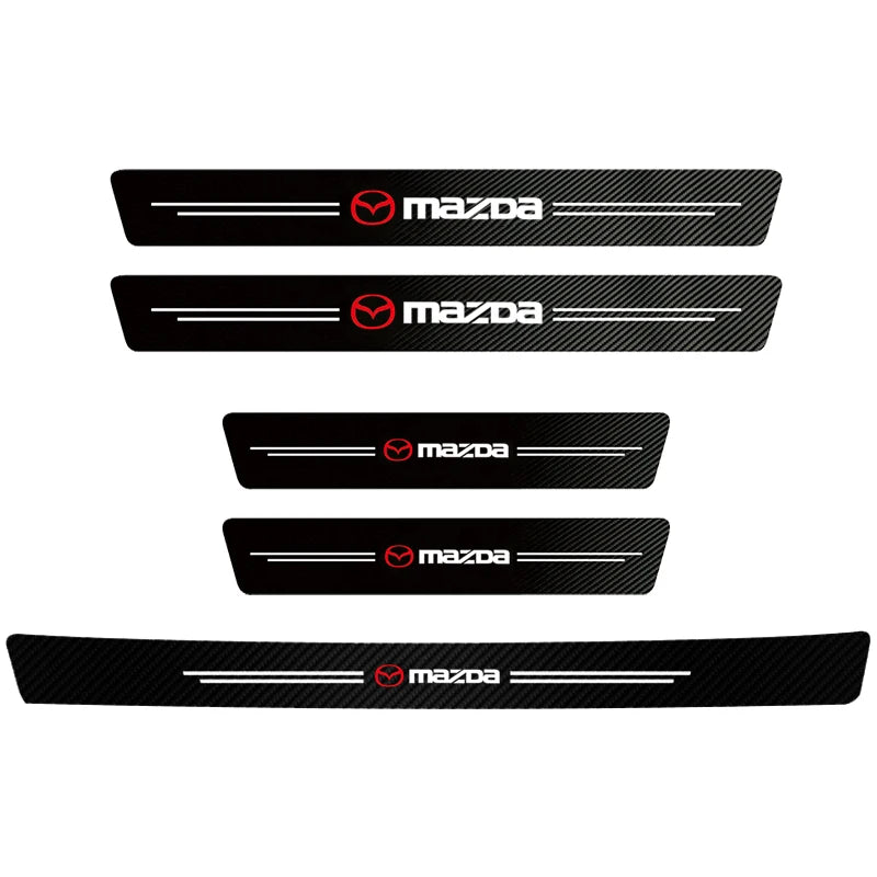 Carbon fiber protective stickers for car door sill side anti step bumpers For Mazda 3 6 CX5 2 CX3 CX9 MX5 RX8 Axela Demio Atenza