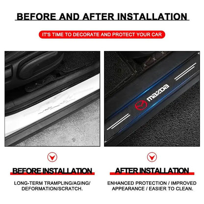 Carbon fiber protective stickers for car door sill side anti step bumpers For Mazda 3 6 CX5 2 CX3 CX9 MX5 RX8 Axela Demio Atenza