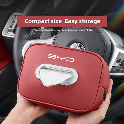 High-capacity Car Interior Tissue Box Kleenex Storage Bag Accessories For BYD Tang E6 F3 Atto3 Yuan Plus Song Max F0 G3 I3 Ea1