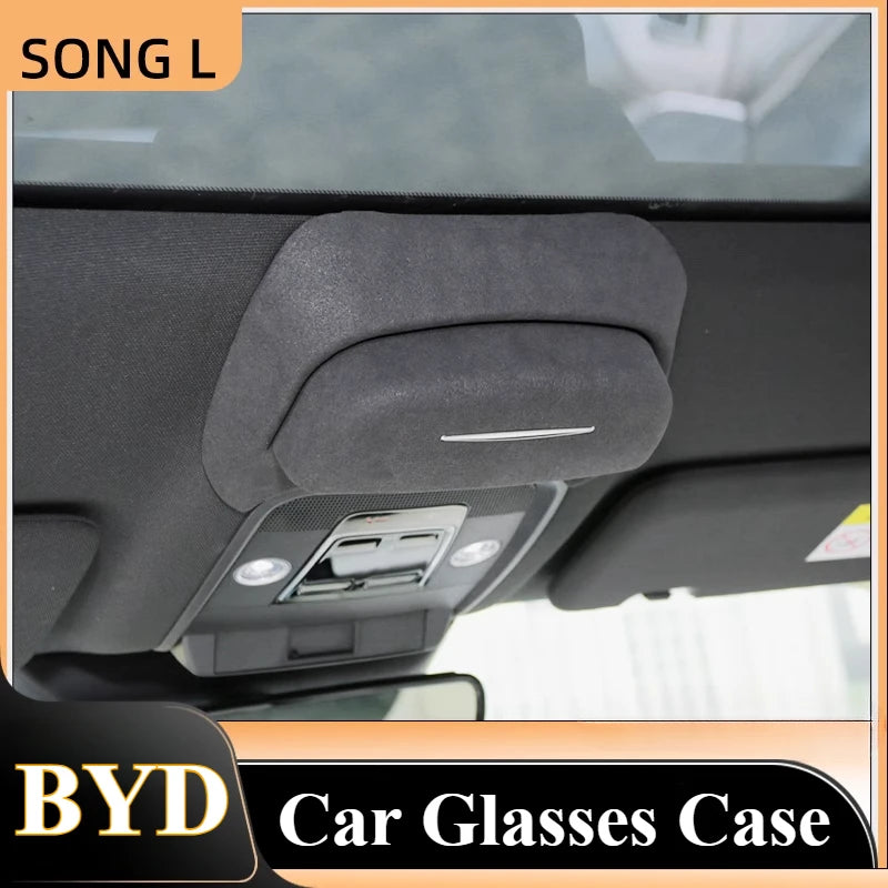 storage interior modification car accessories For BYD Song L‌‌ glasses case leather flip fur car sunglasses clip storage box