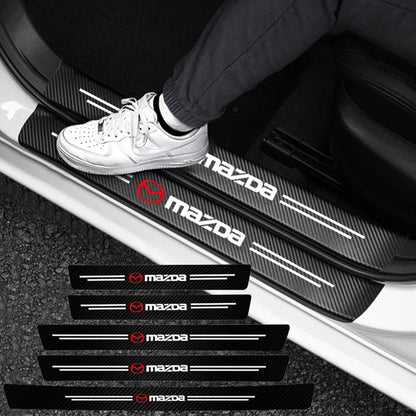 Carbon fiber protective stickers for car door sill side anti step bumpers For Mazda 3 6 CX5 2 CX3 CX9 MX5 RX8 Axela Demio Atenza
